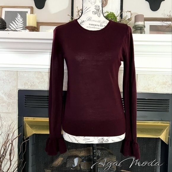 Nanette Lepore burgundy merino wool sweater - Picture 2 of 12